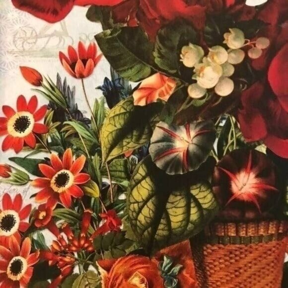 Red Flowers Bold Floral Handmade Collage Framed Wall Art Decor OOAK Picture - Picture 2 of 4